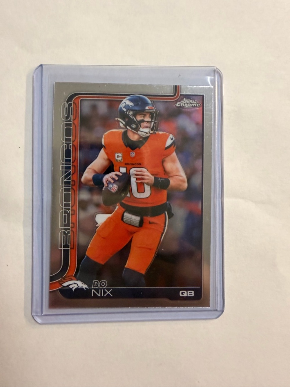 Topps Orange & Navy Denver Broncos Football Card - Bo Nix